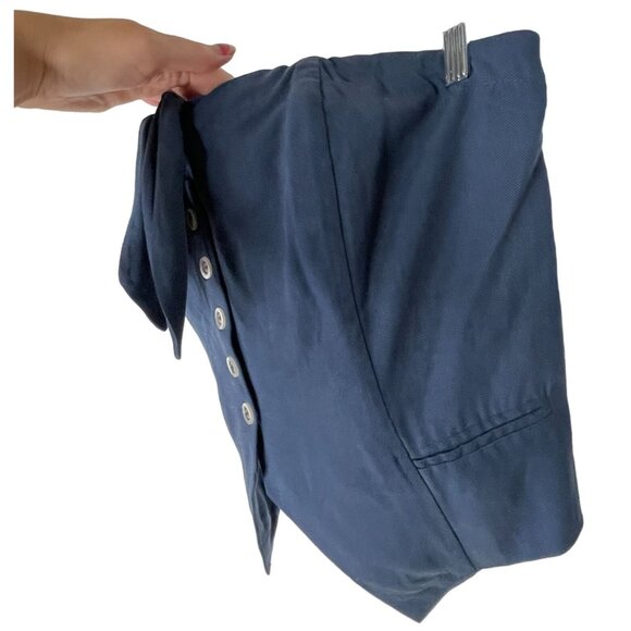 NWT Anthropologie XL Maeve Strapless Tube Top Tie Front Cropped Vest Denim Blue - Picture 7 of 10